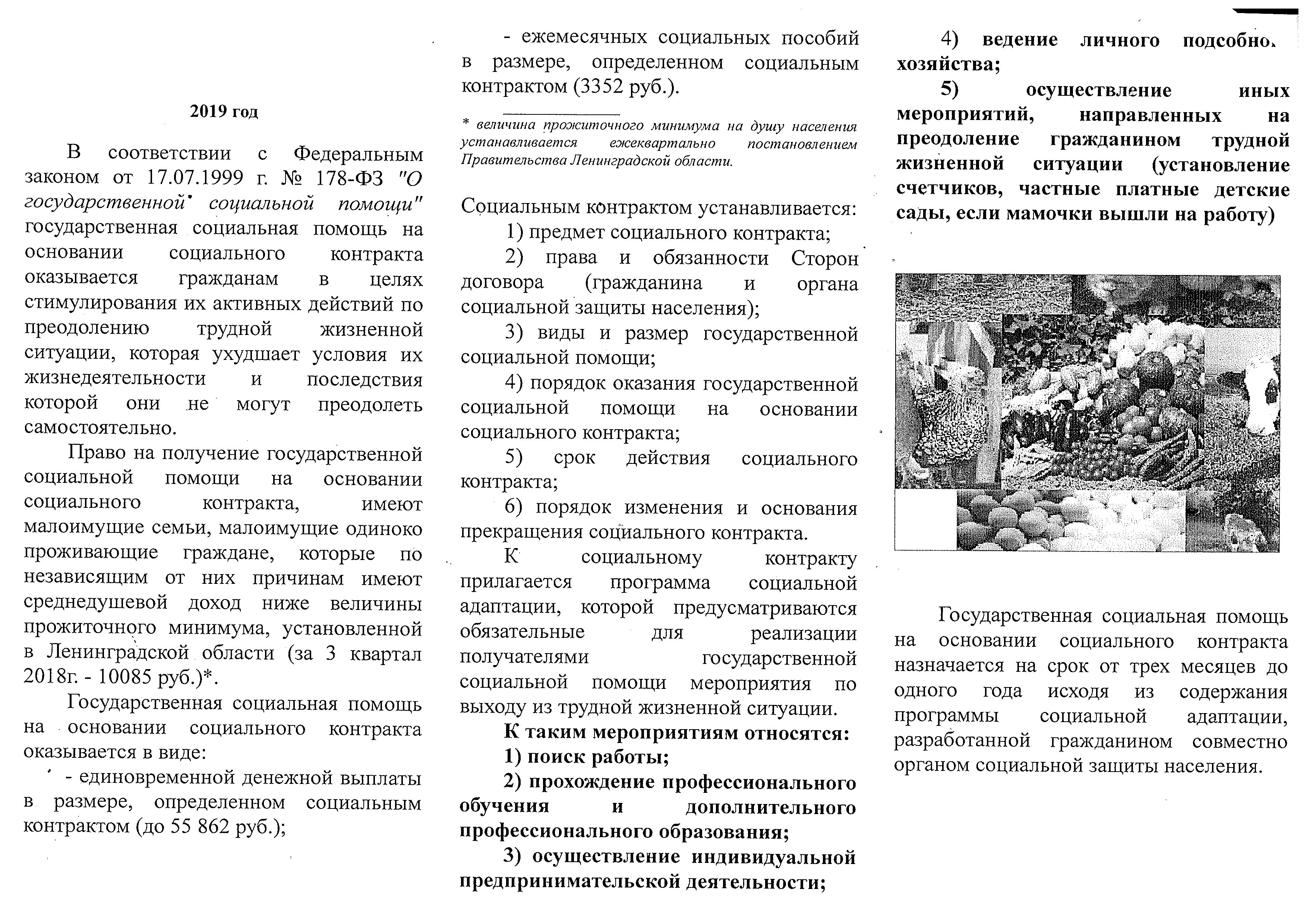 Государственная социальная помощь на основании социального контракта |  Кипенское сельское поселение